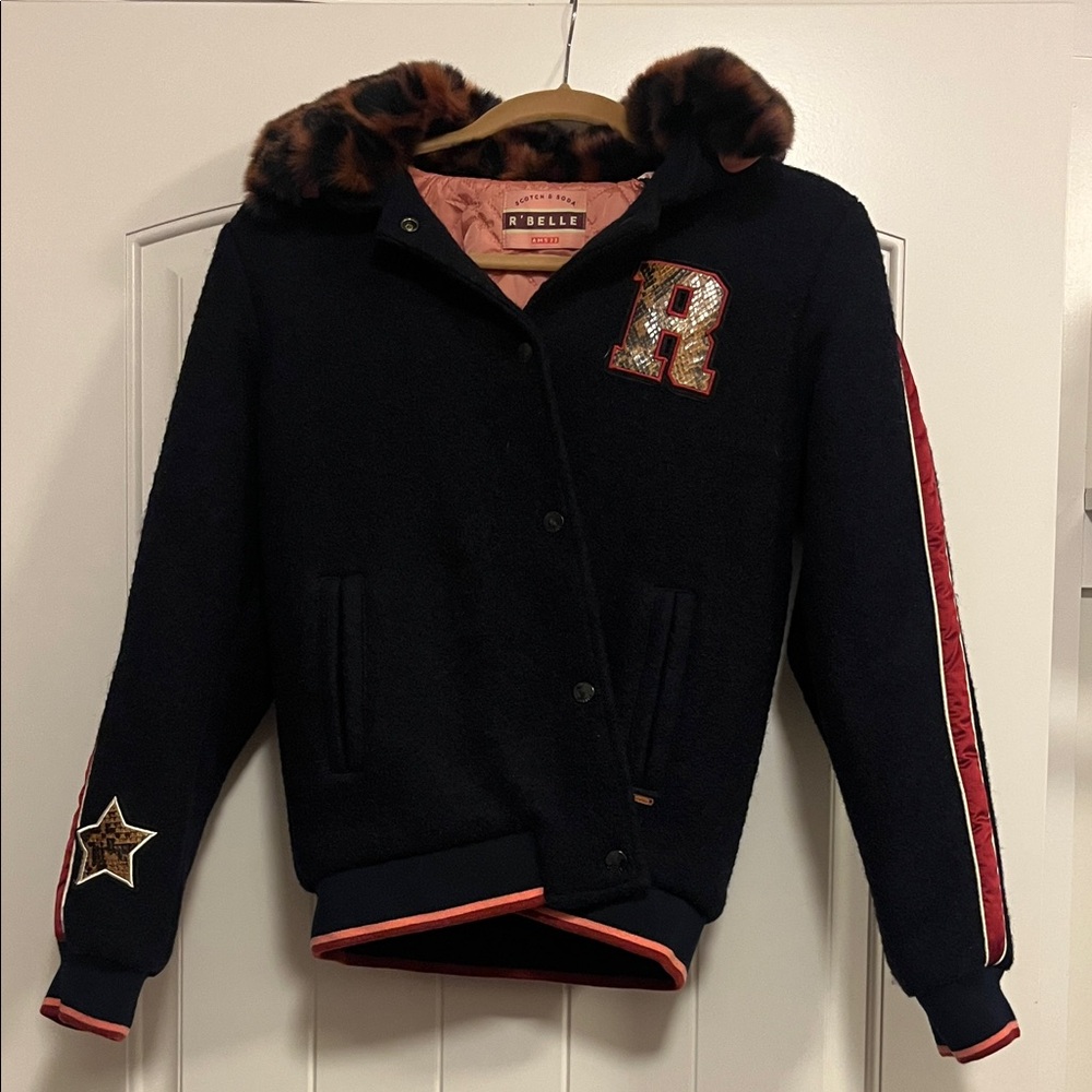 NWT Scotch & Soda R’Bell Coat with Fur Hood and Patch